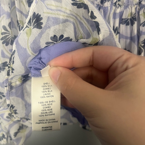 Rebecca Taylor Floral Silk Blouse Chiffon Peplum Bell Sleeve Size 2 Coquette - Picture 5 of 12